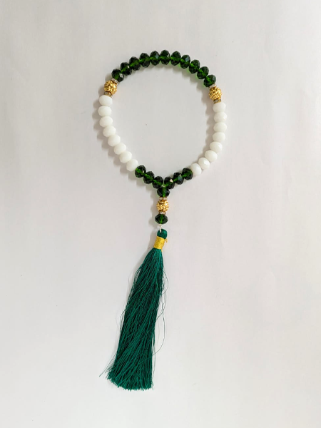 premium crystal tasbeeh mala with tassel – 33 beads