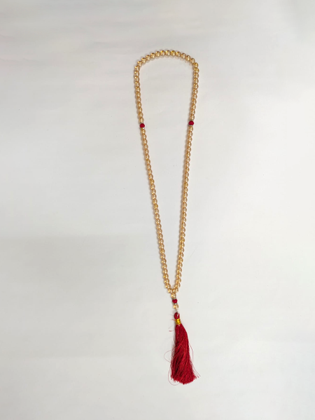 Golden Tasbih with Red Tassel – 100 Beads (Big Size)