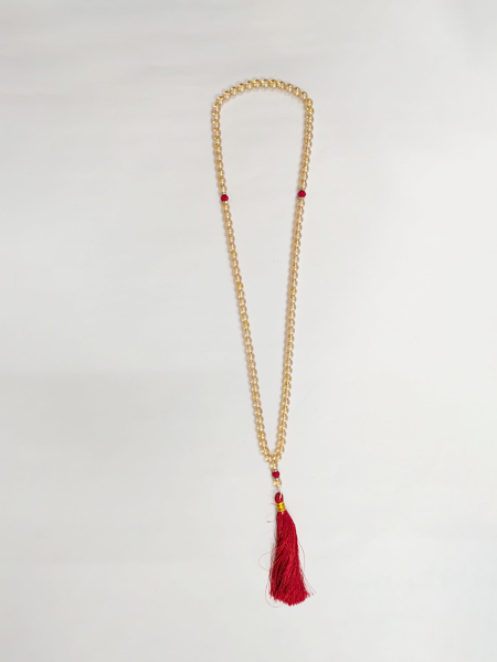 Golden Tasbih with Red Tassel – 100 Beads (Big Size)