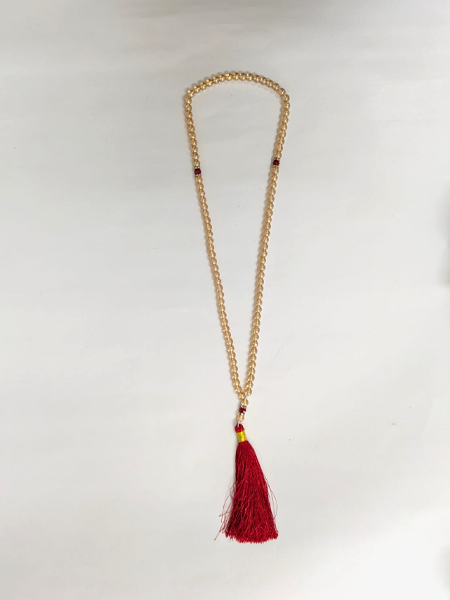 Golden Tasbih with Red Tassel – 100 Beads (Small Size)