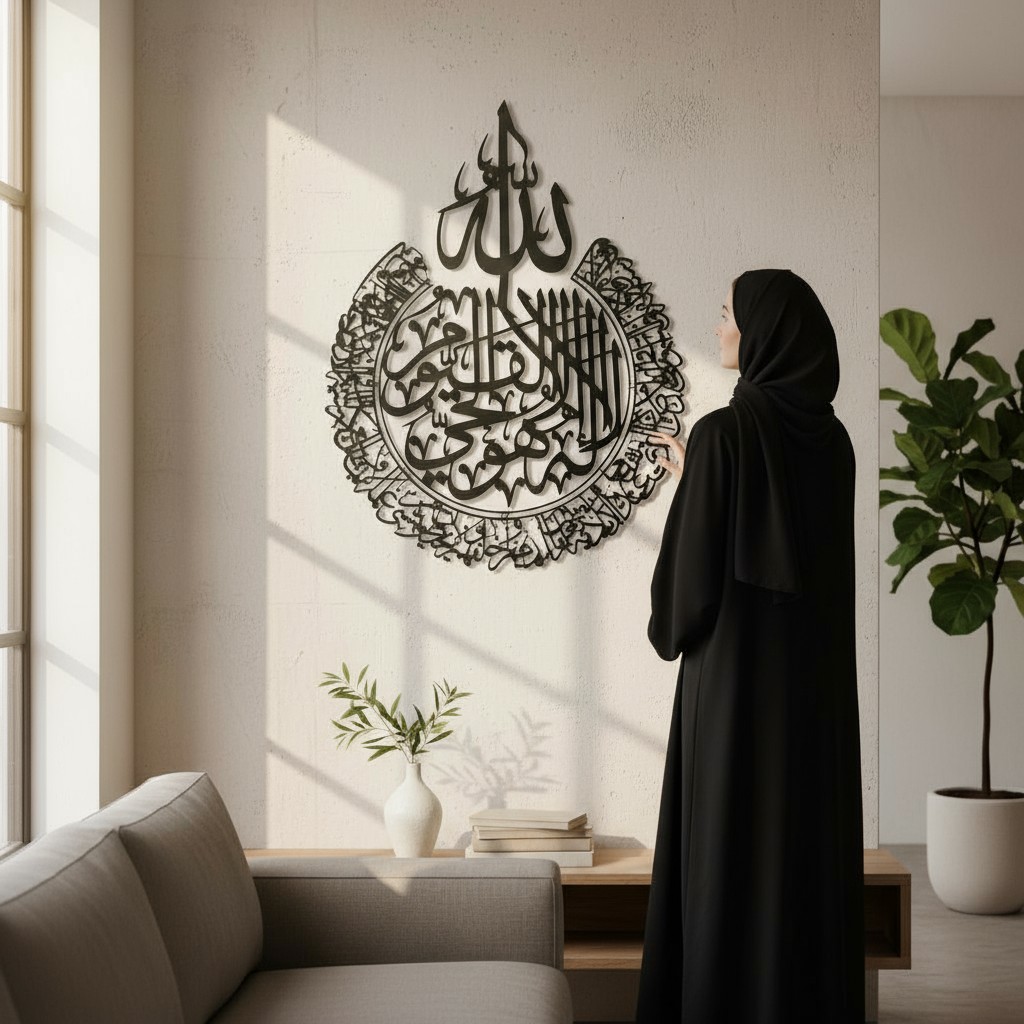 AYATUL KURSI ROUND METAL CALLIGRAPHY GOLD COLOUR