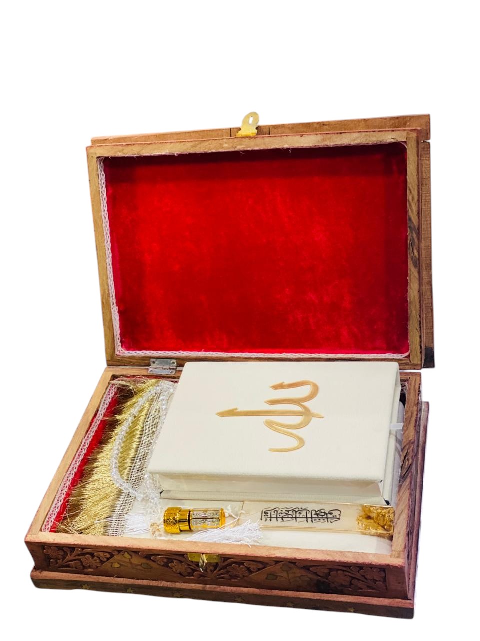 QURAN GIFT SET WITH WOODEN RAIHAL BOX FOR GIFTS-HAMPERS-NIKKAH CEREMONY